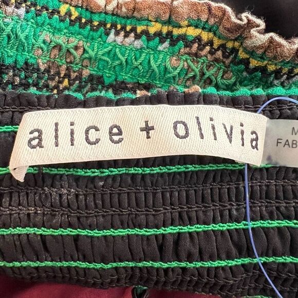 Alice + Olivia Livia Knotted Printed Crepe Halterneck Bra Top Green Size 0 - Picture 7 of 10